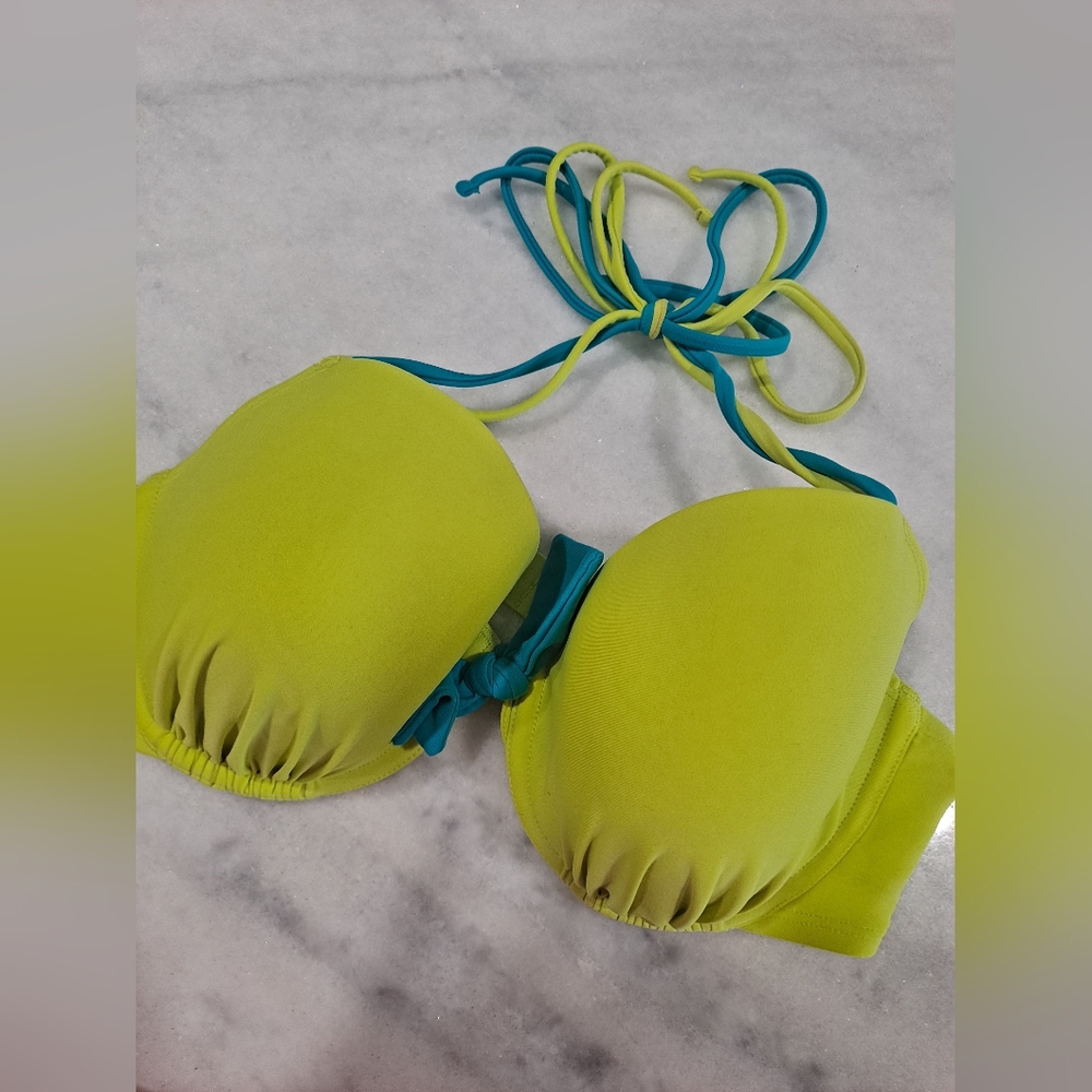 Aerie Bright Yellow And Blue Bikini Top